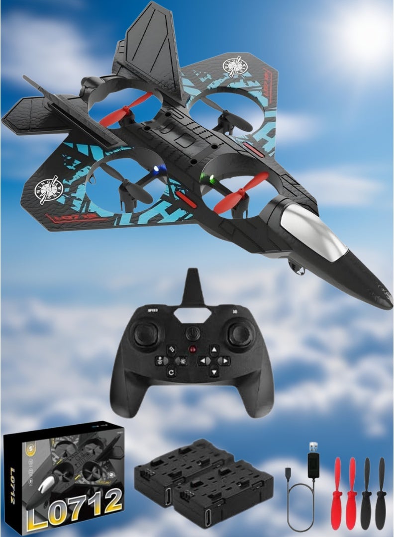 طائرة تعمل بالتحكم عن بعد 2.4 جيجا هرتز طائرة مقاتلة – كوادكوبتر طائرة بدون طيار مع تحوم السيارات ، 3 د تقلب ، و الدوران الاستقرار / رتف لعبة الطائرات للأطفال والكبار (الأعمار 14+) - Image 1