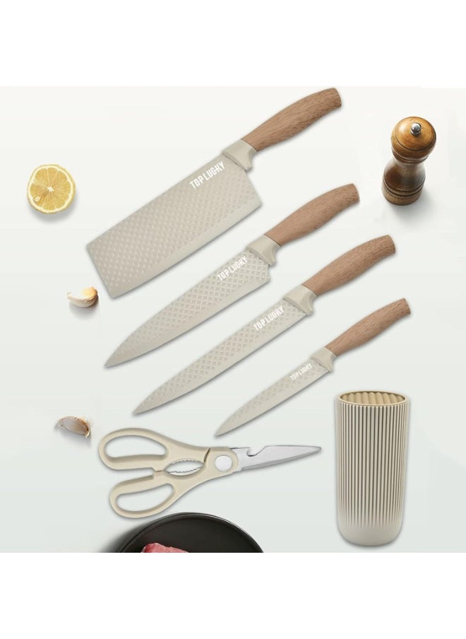 Talzeo - Premium 6-Piece Kitchen Knife Set - Ultra-Sharp, Non-Stick Stainless Steel Chef Knives with Ergonomic Non-Slip Handles and Universal Knife Block for Home and Professional Kitchens - Image 1