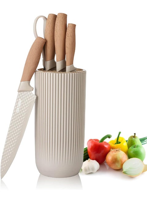 Premium 6-Piece Kitchen Knife Set - Ultra-Sharp, Non-Stick Stainless Steel Chef Knives with Ergonomic Non-Slip Handles and Universal Knife Block for Home and Professional Kitchens
