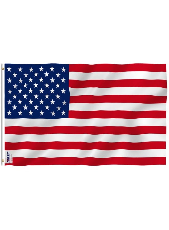 ANLEY Fly Breeze 3x5 Foot American US Polyester Flag - Vivid Color and UV Fade Resistant - Canvas Header and Double Stitched - USA Flags with Brass Grommets 3 X 5 Ft - Image 1