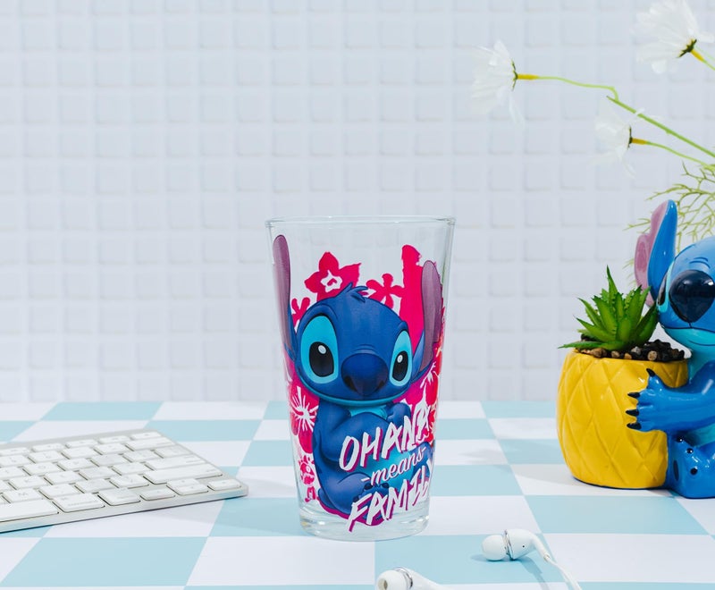Silver Buffalo Disney Lilo and Stitch Ohana Means Family Pint Glass, 16 Ounces - Image 3