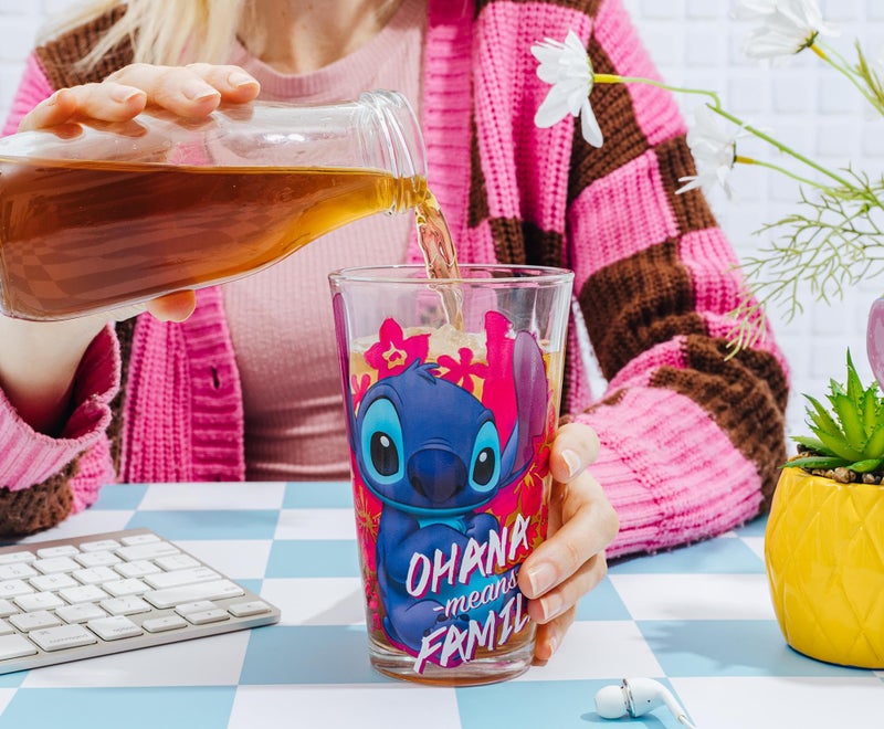 Silver Buffalo Disney Lilo and Stitch Ohana Means Family Pint Glass, 16 Ounces - Image 4