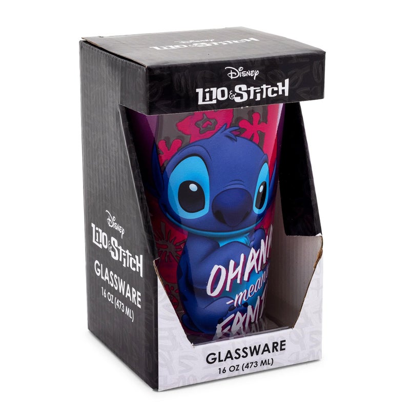 Silver Buffalo Disney Lilo and Stitch Ohana Means Family Pint Glass, 16 Ounces - Image 2