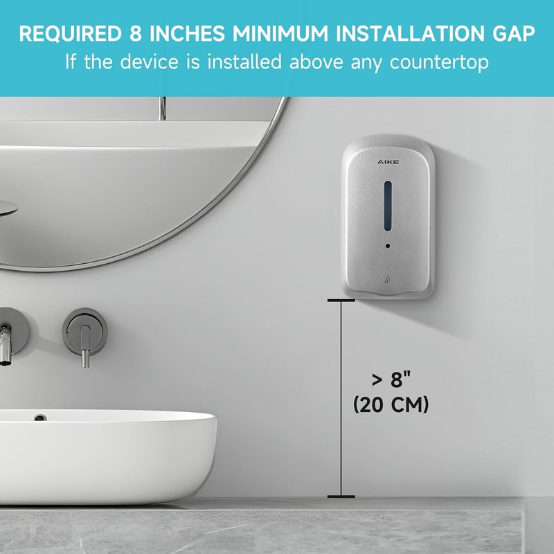AIKE 1000 ML Wall Mount Automatic Soap Dispenser, Tamper-proof Design for Public and Commercial Use, AK1226S - Image 4