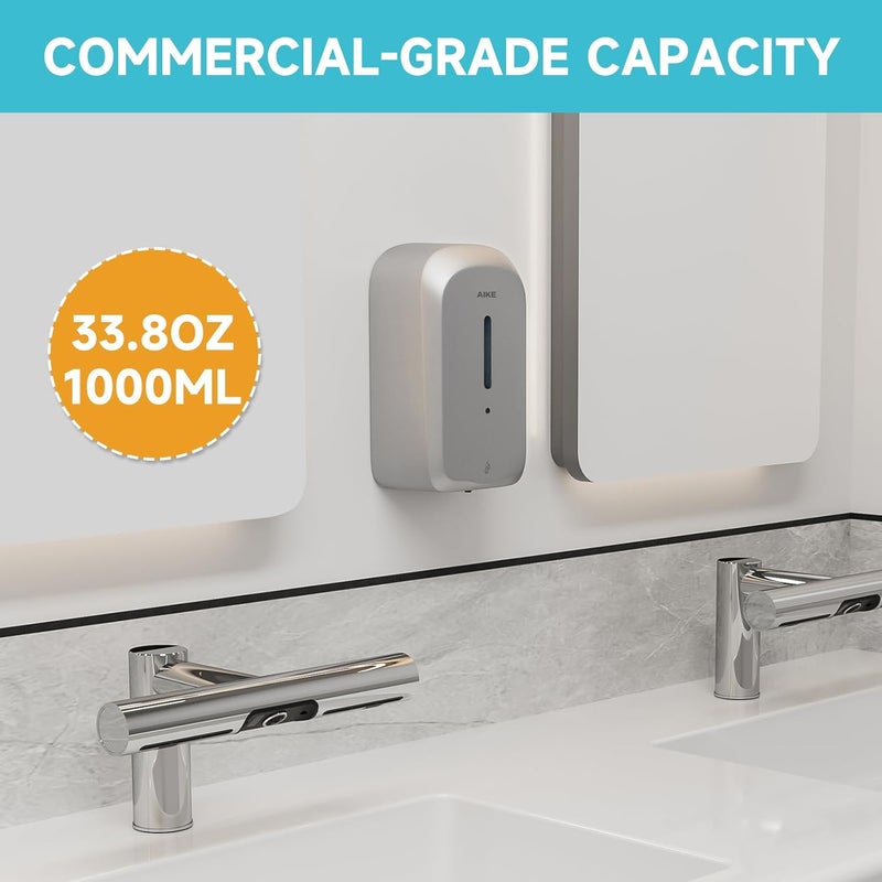 AIKE 1000 ML Wall Mount Automatic Soap Dispenser, Tamper-proof Design for Public and Commercial Use, AK1226S - Image 2