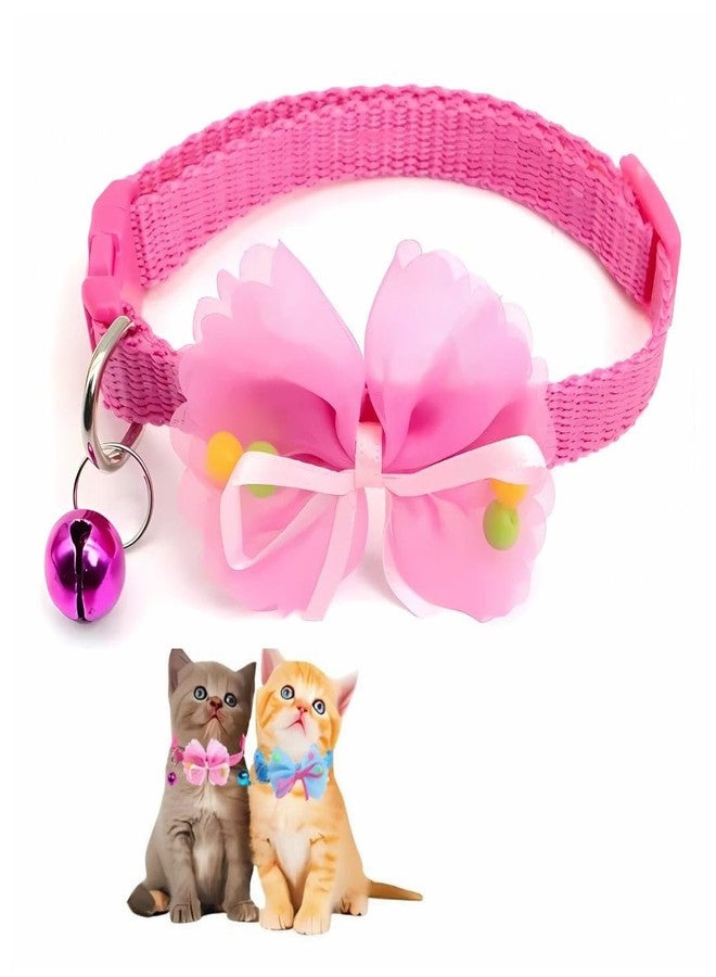 PET FUN طوق نايلون قابل للتعديل للقطط والكلاب من بيت فن، مزين بفيونكة أنيقة وجرس | طوق ناعم وآمن للقطط والجراء مع مشبك آمن ومجموعة ربط المقود (10 مم) (عبوة من قطعة واحدة) - Image 1
