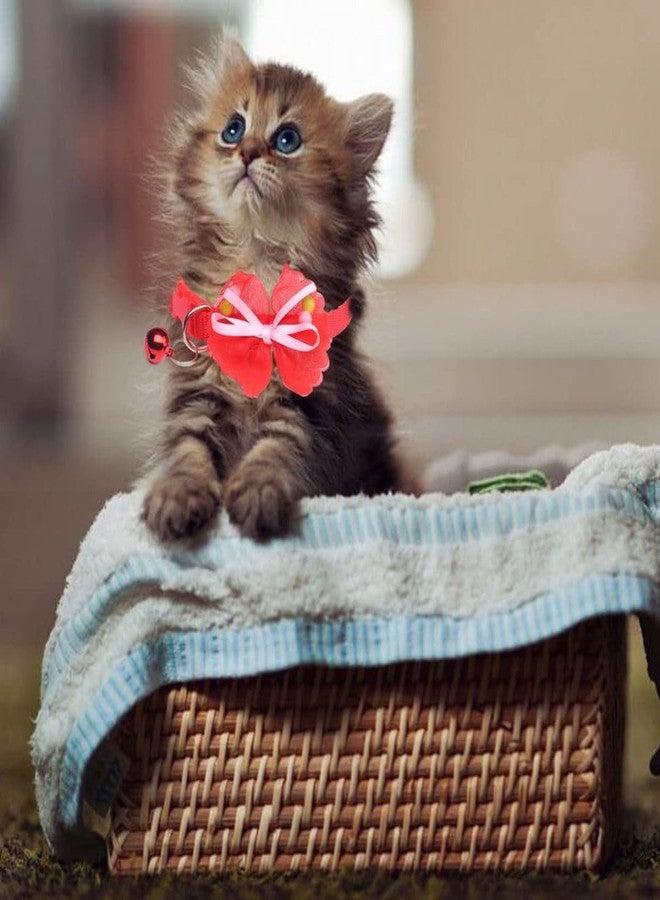 PET FUN طوق نايلون قابل للتعديل للقطط والكلاب من بيت فن، مزين بفيونكة أنيقة وجرس | طوق ناعم وآمن للقطط والجراء مع مشبك آمن ومجموعة ربط المقود (10 مم) (عبوة من قطعة واحدة) - Image 5