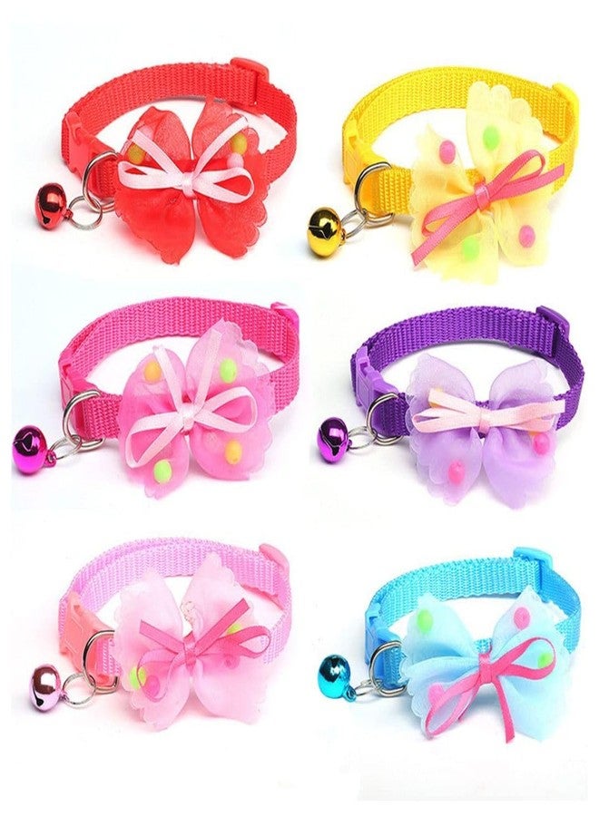PET FUN طوق نايلون قابل للتعديل للقطط والكلاب من بيت فن، مزين بفيونكة أنيقة وجرس | طوق ناعم وآمن للقطط والجراء مع مشبك آمن ومجموعة ربط المقود (10 مم) (عبوة من قطعة واحدة) - Image 3