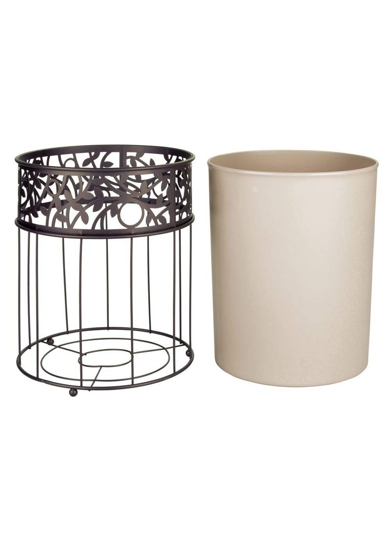 InterDesign iDesign Vine Metal and Plastic Wastebasket Trash Can Garbage Can for Bathroom, Bedroom, Home Office, Kitchen, Patio, Dorm, College, Vanilla Tan and Bronze  - Image 4