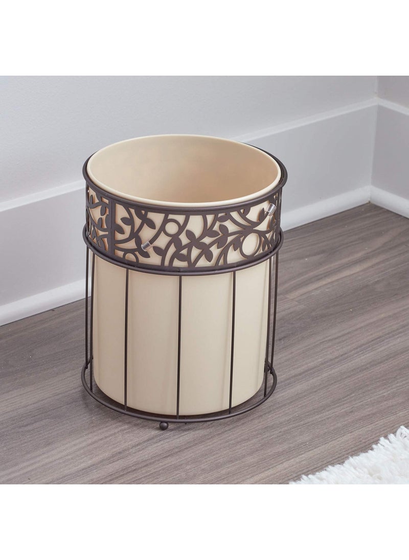 InterDesign iDesign Vine Metal and Plastic Wastebasket Trash Can Garbage Can for Bathroom, Bedroom, Home Office, Kitchen, Patio, Dorm, College, Vanilla Tan and Bronze  - Image 3