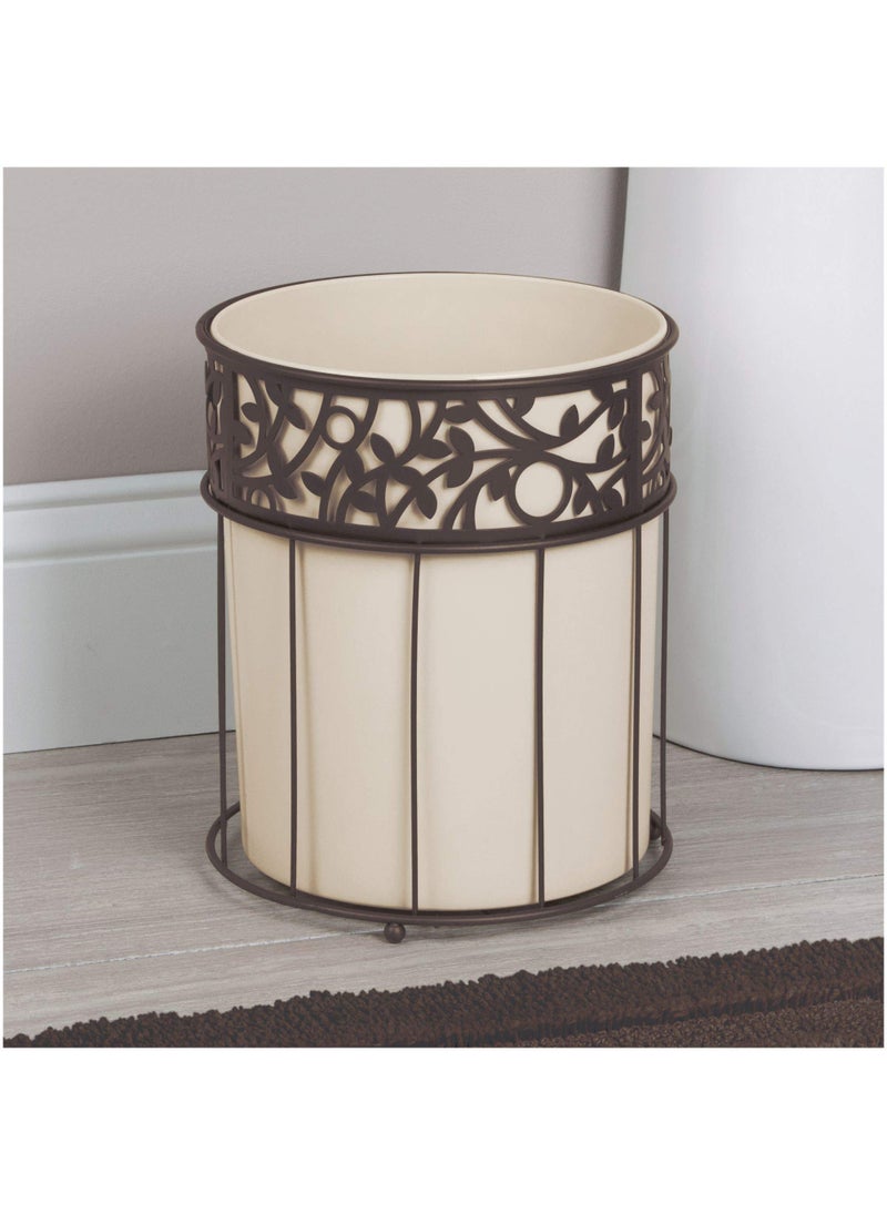InterDesign iDesign Vine Metal and Plastic Wastebasket Trash Can Garbage Can for Bathroom, Bedroom, Home Office, Kitchen, Patio, Dorm, College, Vanilla Tan and Bronze  - Image 2
