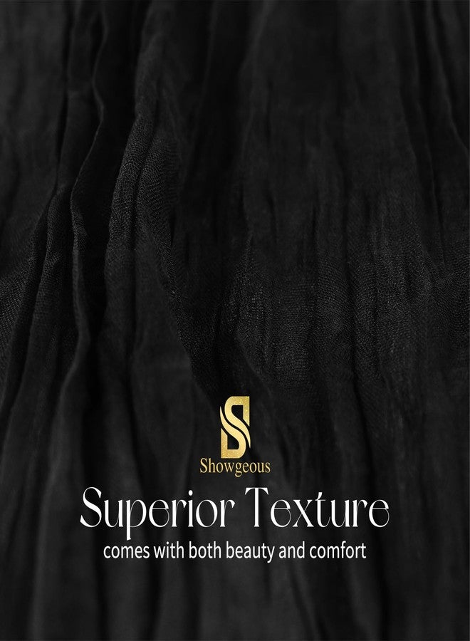 Showgeous مجموعة من 10 مفارش طاولة سوداء من قماش الشاش، مقاس 17 × 108 بوصة، بتصميم بوهيمي أنيق، مثالية لتزيين الطاولات في حفلات الزفاف، وحفلات استقبال المولود، وأعياد الميلاد، والمناسبات المنزلية. - Image 4