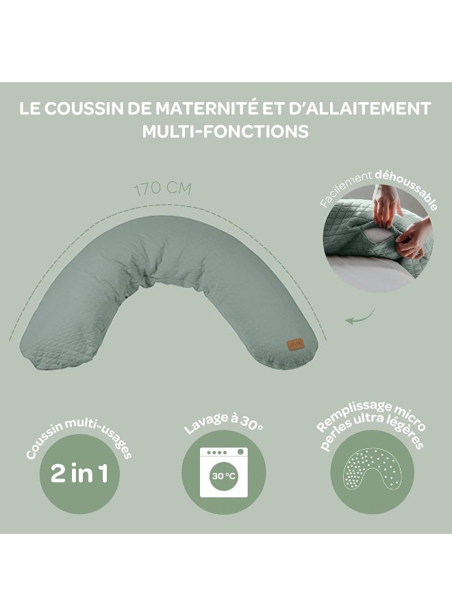 BEABA Red Castle, Breastfeeding And Maternity Pillow Pregnancy Pillow Multifunctional Ideal For Sleeping And Nursing Perfect Support And Comfort Cotton Big Flopsy 170Cm Pink - Image 2
