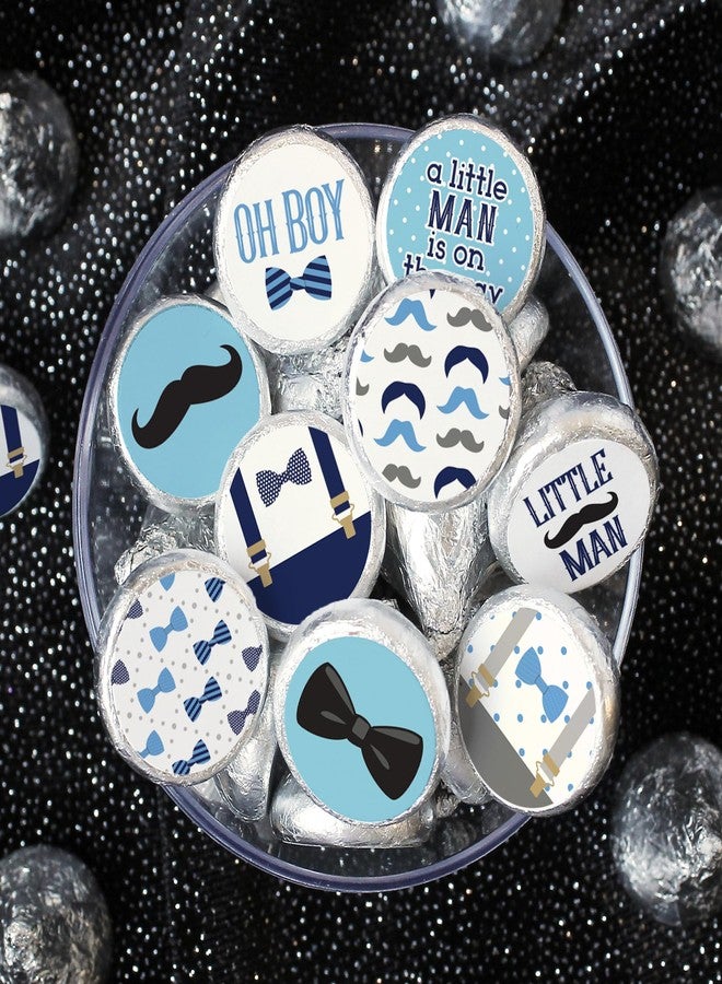DISTINCTIVS Little Man Baby Shower Favor Stickers, It's a Boy Chocolate Kisses Party Favor Candy Stickers - 180 Labels - Image 2