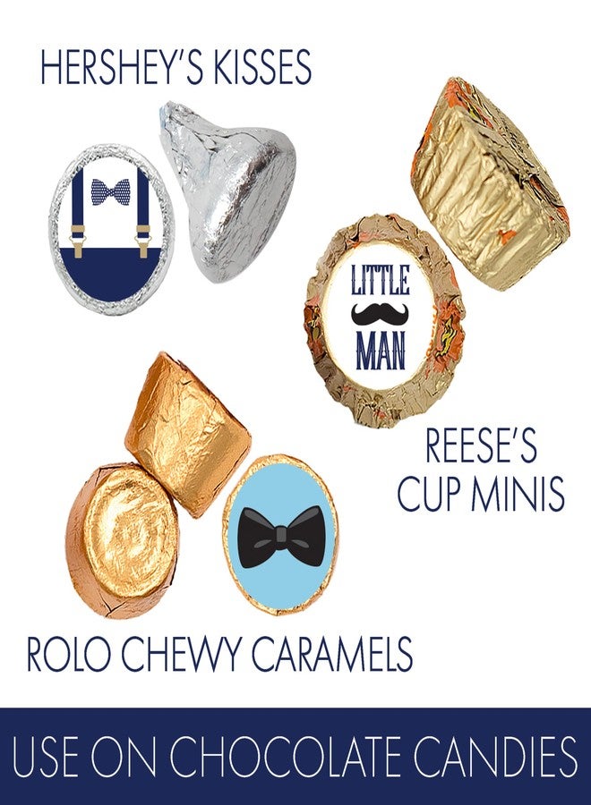 DISTINCTIVS Little Man Baby Shower Favor Stickers, It's a Boy Chocolate Kisses Party Favor Candy Stickers - 180 Labels - Image 4