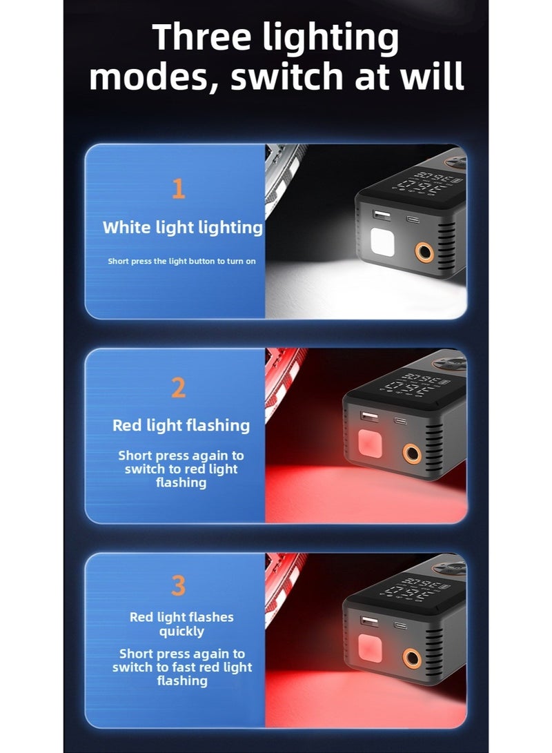 Air Compressor Tire Inflator Portable Cordless Bike Pump with Digital Dual Values Display, 150 PSI Car Tires Pump with LED Lights Air Pump for Cars, Motorcycles, Bikes, Balls - Image 5