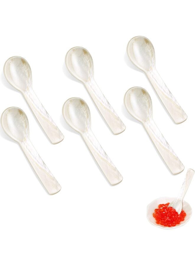 Caviar Spoons Mother of Pearl Mop Spoons with Hand Craft W Round Handle for Caviar, Egg, Ice Cream, Salt, Coffee Serving, Restaurant Serving Set(6 Pieces,3 Inch) - Image 1
