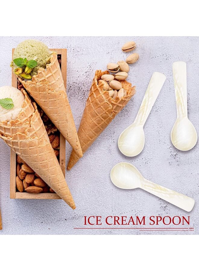 Caviar Spoons Mother of Pearl Mop Spoons with Hand Craft W Round Handle for Caviar, Egg, Ice Cream, Salt, Coffee Serving, Restaurant Serving Set(6 Pieces,3 Inch) - Image 2