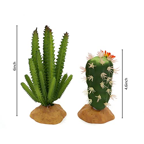 JIHAQUA Reptile Plants Succulent, Artificial Desert Rain Forests Plants for Lizard Bearded Dragon Chameleon Gecko Snake Amphibian Terrarium Decor (Set 2) - Image 2