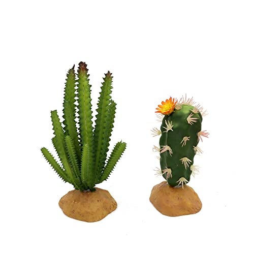 JIHAQUA Reptile Plants Succulent, Artificial Desert Rain Forests Plants for Lizard Bearded Dragon Chameleon Gecko Snake Amphibian Terrarium Decor (Set 2) - Image 1