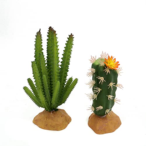 JIHAQUA Reptile Plants Succulent, Artificial Desert Rain Forests Plants for Lizard Bearded Dragon Chameleon Gecko Snake Amphibian Terrarium Decor (Set 2) - Image 3