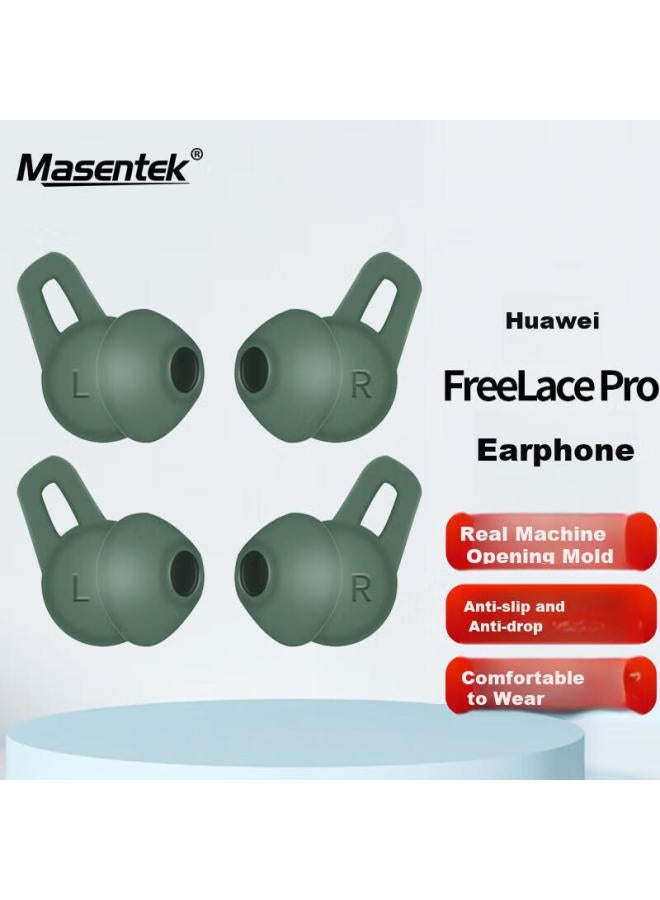 Masentek Es22 متوافق مع سماعات Huawei Freelace Pro Bluetooth، أطراف الأذن والسماعات، إكسسوارات بديلة من السيليكون الناعم من Huawei، مقاومة للانزلاق والسقوط أثناء الرياضة، أخضر، كبير 1 زوج - Image 1