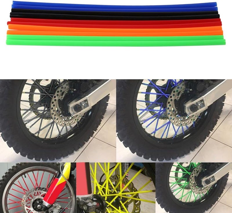 cheekyglo Spoke Skins Rims Wheel Trim Wrap, 72 Pieces Bike Motorcycle Covers Wrap Decor Protector, Spoke Wheel Spoke Skins Covers for Universal Motocross Dirt Bike(blue) blue - Image 4