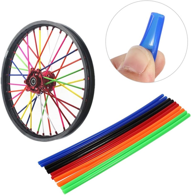 cheekyglo Spoke Skins Rims Wheel Trim Wrap, 72 Pieces Bike Motorcycle Covers Wrap Decor Protector, Spoke Wheel Spoke Skins Covers for Universal Motocross Dirt Bike(blue) blue - Image 2
