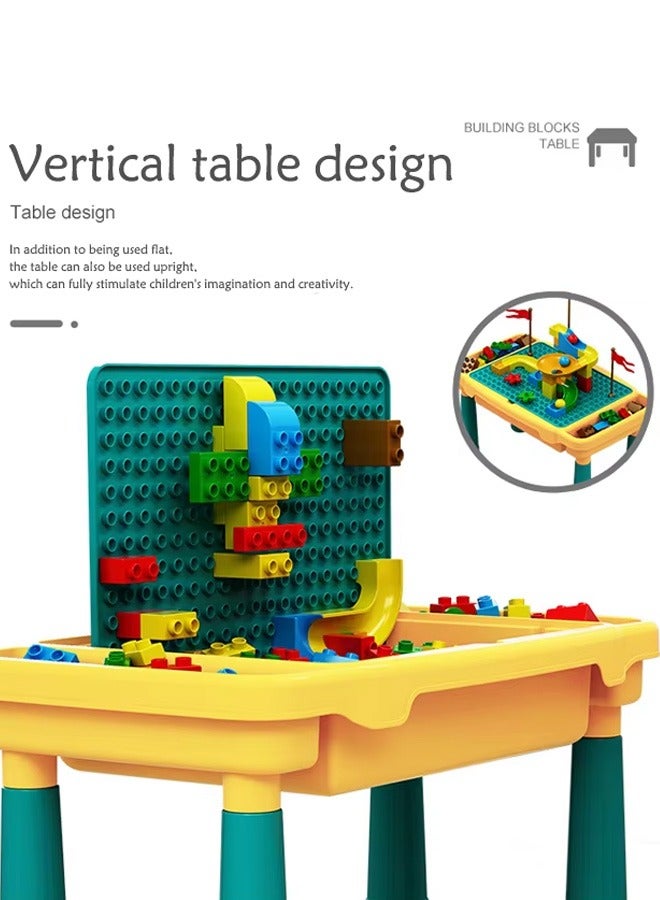 Building Block Table, Children's Multi-functional Building Block Table, Baby's Assembled Large And Small Particle Toys, Educational Puzzle Game Table With 1 Chairs (63pcs Building Blocks)  - Image 3