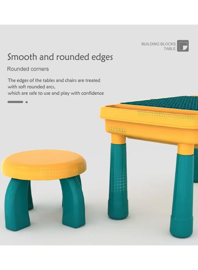 Building Block Table, Children's Multi-functional Building Block Table, Baby's Assembled Large And Small Particle Toys, Educational Puzzle Game Table With 1 Chairs (63pcs Building Blocks)  - Image 5