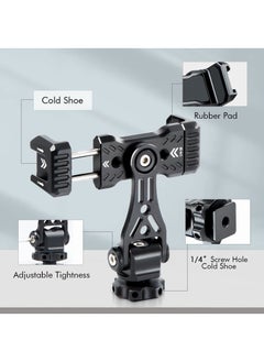 Generic Metal Phone Tripod Mount with Rotating Cold Shoe 360 Rotate and Tilt Angles,Compatible iPhone Samsung Smartphone Holder Adapter, Desktop for Cell Phone,Video Live Streaming Vlogging Rig  - Image 2