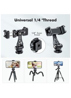Generic Metal Phone Tripod Mount with Rotating Cold Shoe 360 Rotate and Tilt Angles,Compatible iPhone Samsung Smartphone Holder Adapter, Desktop for Cell Phone,Video Live Streaming Vlogging Rig  - Image 4