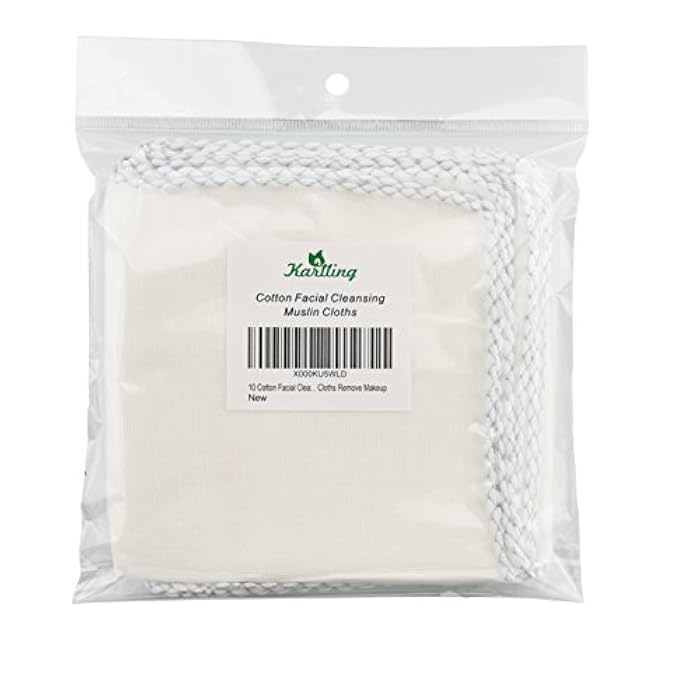 Karlling 10 Cotton Facial Cleansing Muslin Cloths Makeup Remover Wipes - Image 1