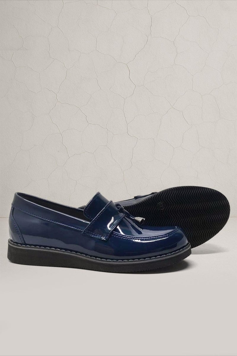Rakerplus Runner Plus dark blue patent leather loafer for school for young men - Image 1