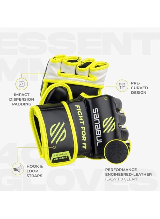 Sanabul  Essential MMA Gloves for Men and Women | Professional Fight Gloves for Sparring, Grappling, and Bag Training | Trusted by Pro Fighters (Black/Green, Small/Medium)  - Image 4