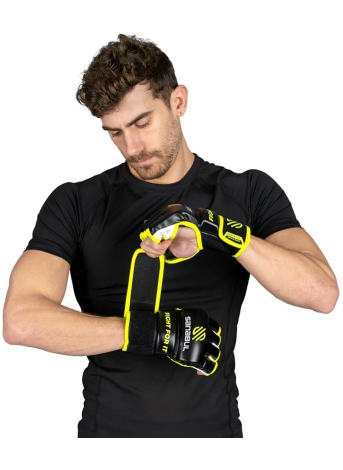 Sanabul  Essential MMA Gloves for Men and Women | Professional Fight Gloves for Sparring, Grappling, and Bag Training | Trusted by Pro Fighters (Black/Green, Small/Medium)  - Image 3