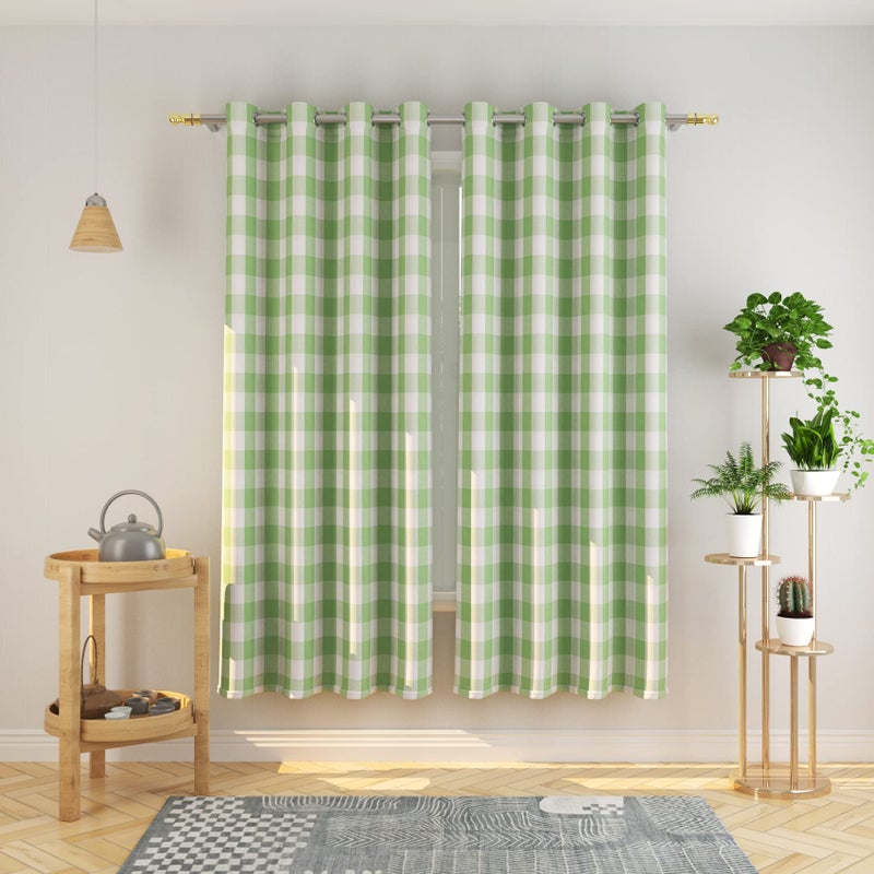 NATUS WEAVER Buffalo Check Curtains 72 inches Long Basement Green and White Gingham Plaid Kitchen Window Curtain Panels Living Room Checker Drapes Bedroom Grommet Top Window Treatment 2 Panels - Image 1
