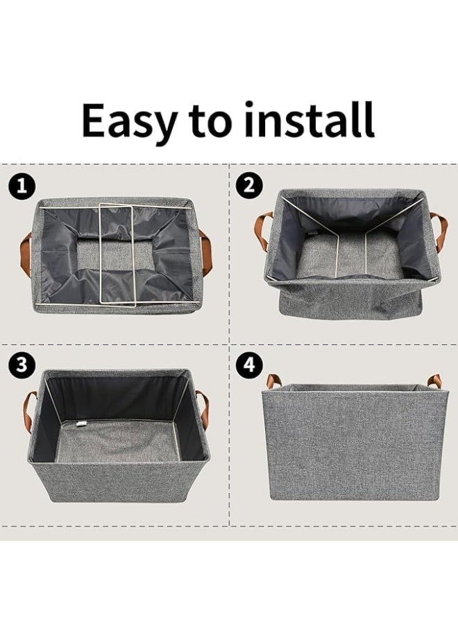 DIOTTI 4 PCS Foldable Closet Storage Bins, Clothes Organizer Box with Carrying Handles, Thickened Steel Frame Toy and Clothes Storage for Wardrobe, Bedroom, Home Organization（47*28*20cm） - Image 4