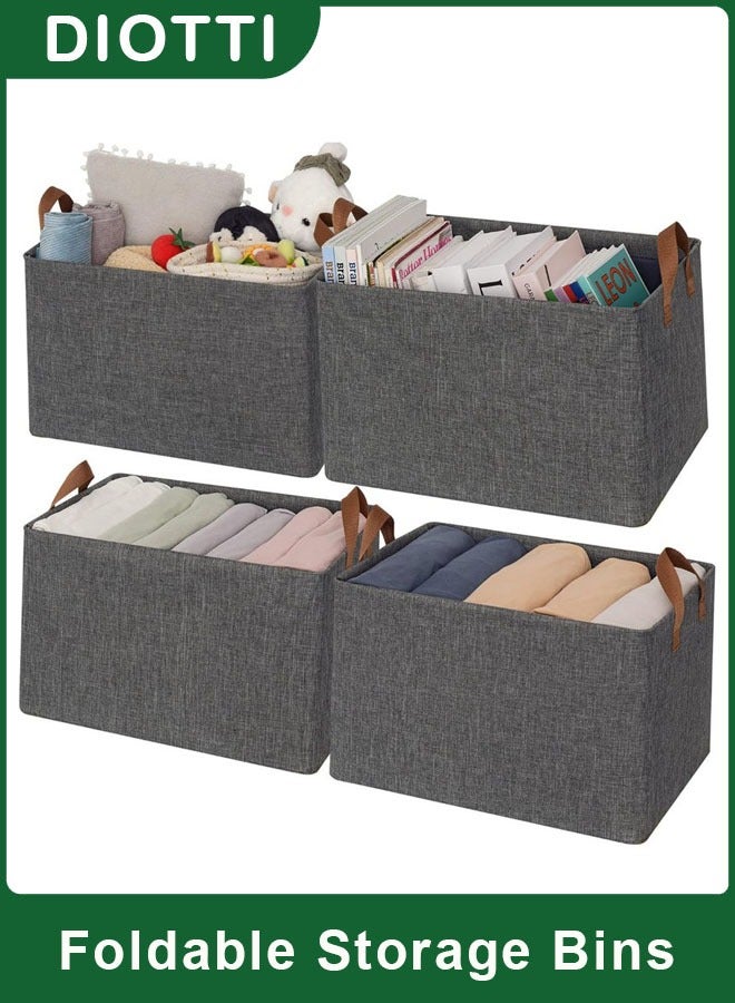 DIOTTI 4 PCS Foldable Closet Storage Bins, Clothes Organizer Box with Carrying Handles, Thickened Steel Frame Toy and Clothes Storage for Wardrobe, Bedroom, Home Organization（47*28*20cm） - Image 1