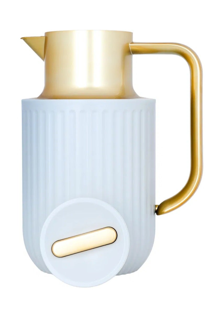 ايفرست ترمس لورا إفرست، يد ذهبي، 1 لتر، حافظة داخلية زجاج حراري، هيكل خارجي بلاستيك - رمادي فاتح - Image 4