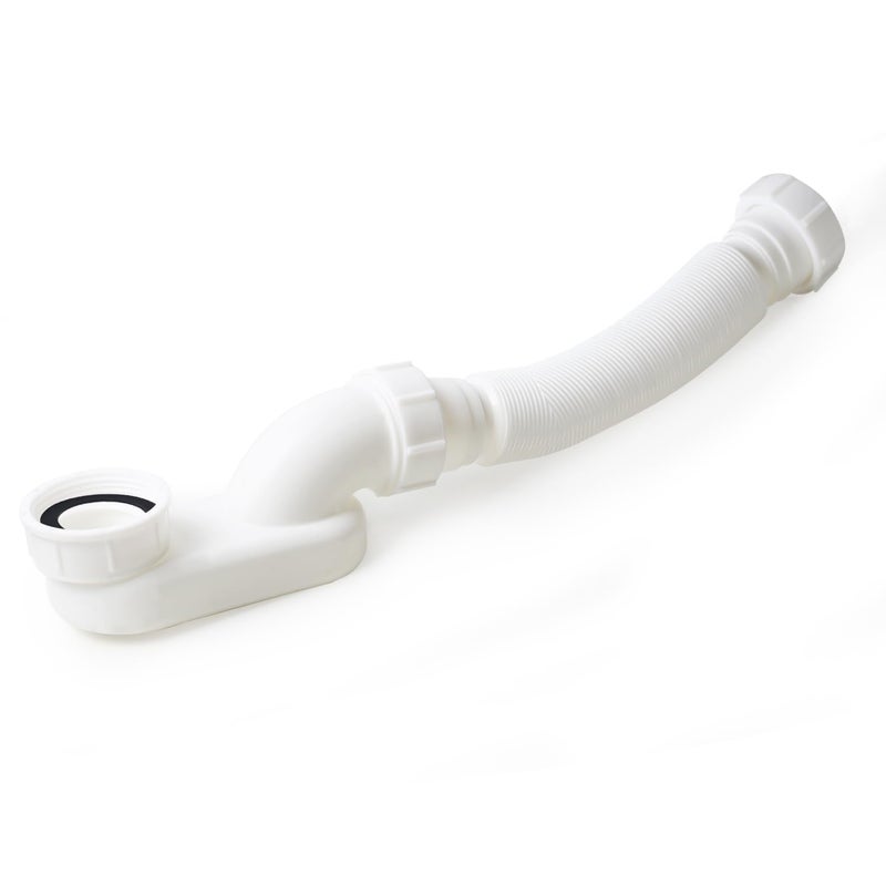 Azucyzi Low Profile 1 12 P Trap Flexible Bathtub Shower Drain Pipe Flat P Trap Kit for Freestanding Tub Space Saving Bath Drain Assembly Easy Install Durable Plumbing Replacement - Image 2