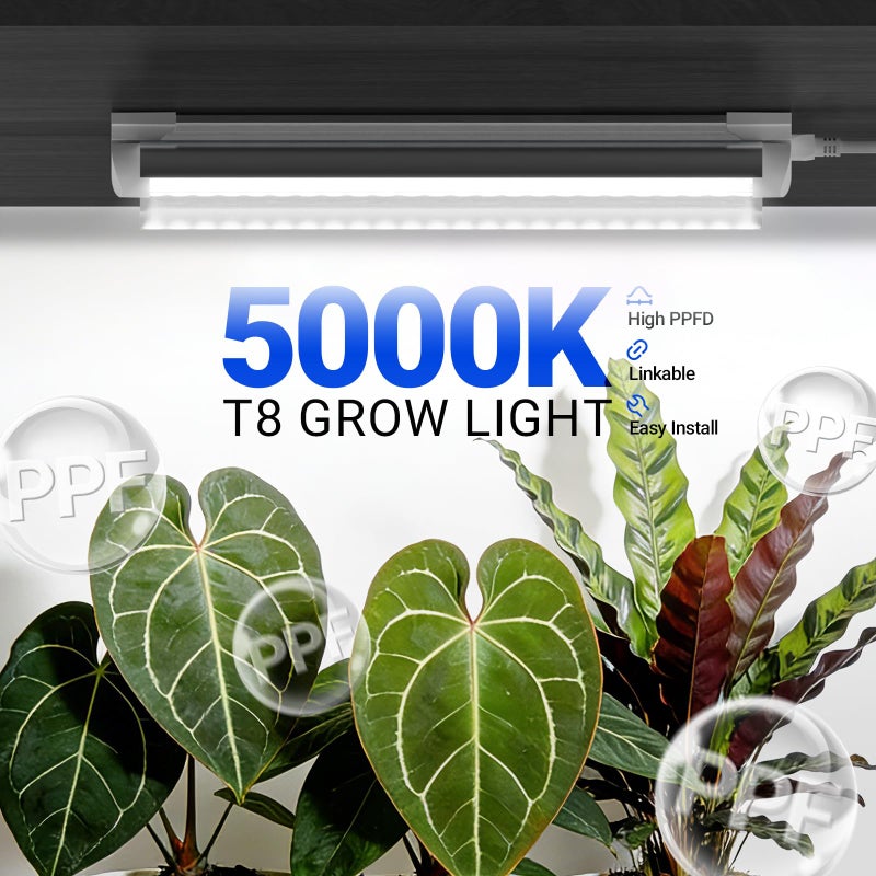 Barrina T8 Grow Lights for Indoor Plants, 5000K White Full Spectrum Grow Light Strip, 60W(4 x 15W), 1FT Plant Light for Greenhouse Indoor Growing, V-Shape with Reflector, Linkable, 4 Packs - Image 2