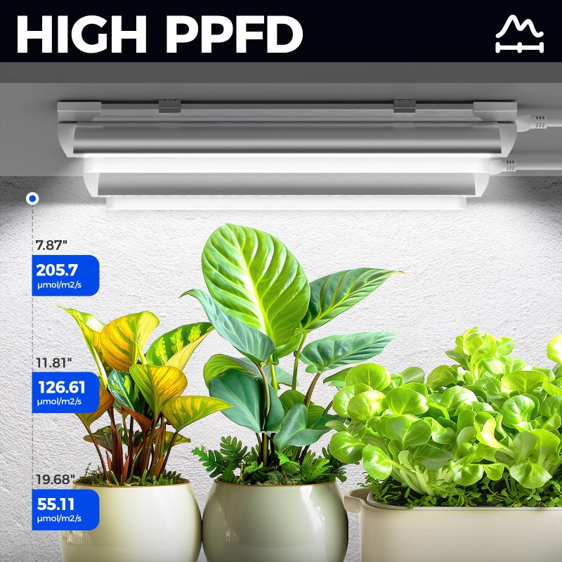 Barrina T8 Grow Lights for Indoor Plants, 5000K White Full Spectrum Grow Light Strip, 60W(4 x 15W), 1FT Plant Light for Greenhouse Indoor Growing, V-Shape with Reflector, Linkable, 4 Packs - Image 3