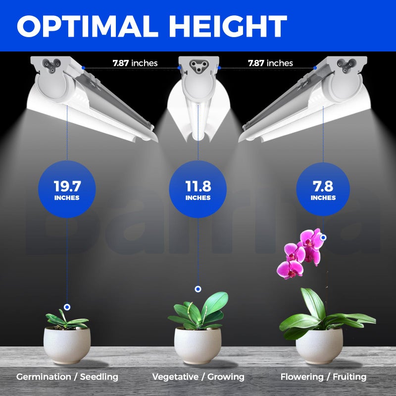 Barrina T8 Grow Lights for Indoor Plants, 5000K White Full Spectrum Grow Light Strip, 60W(4 x 15W), 1FT Plant Light for Greenhouse Indoor Growing, V-Shape with Reflector, Linkable, 4 Packs - Image 5
