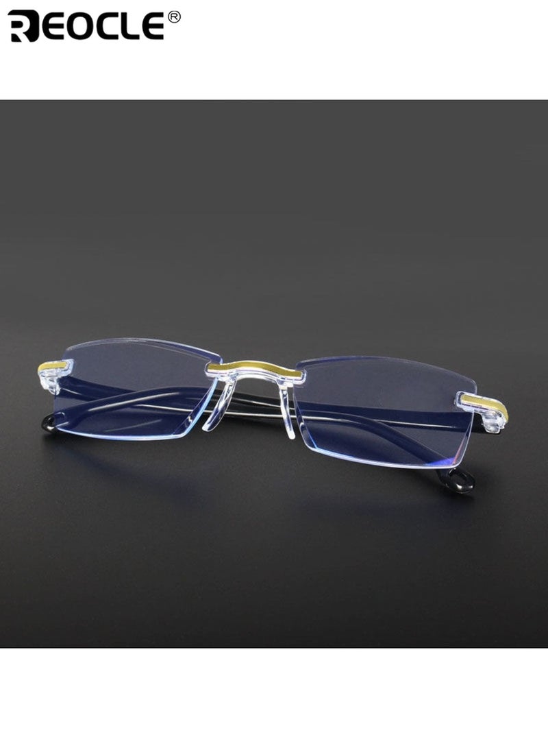 ريوكل نظارات قراءة بدون إطار للرجال والنساء نظارات معدنية خفيفة الوزن عدسات مضادة للضوء الأزرق تكبير ذكي تلقائي - Image 1