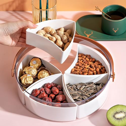 KREPS Divided Serving Tray with Lid and Handle Snackle Box Container Portable Snack Platters for Candy, Fruits, Nuts, Snacks, for Parties, Picnic (BROWN) - Image 3