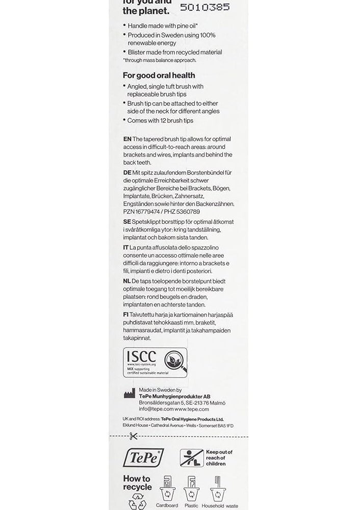 TePe Interspace Brush (Medium) with 12 Assorted Color Heads for Effective Oral Care - Image 4