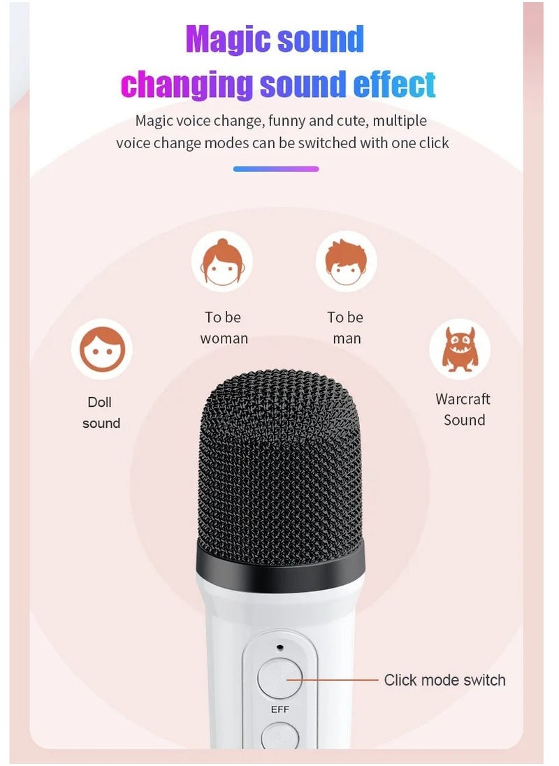 LIMITLESS Wireless Karaoke Speaker with 2 Microphones & Led Lights, Rechargeable Type C, Supports Bluetooth, USB, TF Card, Aux for Home and Outdoor Gatherings, 4 Voice Channels (Pink)  - Image 5