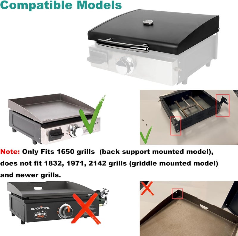EasiBBQ غطاء مقوى بغلاف صلب مزود بمقياس درجة الحرارة لمقلاة Blackstone سعة 17 بوصة، بالإضافة إلى غطاء مقاوم للصدأ وحقيبة لحماية مقلاة Blackstone سعة 17 بوصة، لون أسود. - Image 5