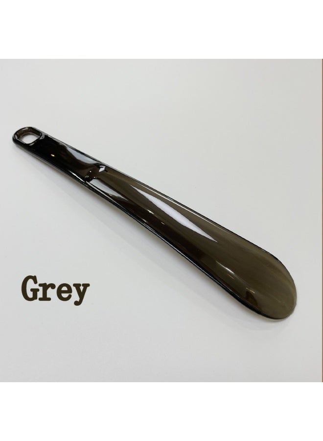 25cm Mini Portable Short Handled Plastic Shoehorn,Lazy Shoe Helper,Shoe Horn with Hanging Holes for Home/Office/Shoe Store/Travel,Colour Grey - Image 1
